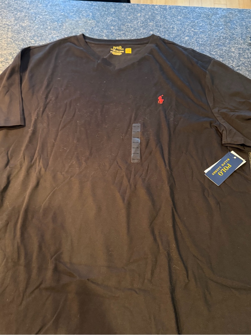 Polo by Ralph Lauren Black V-Neck Short Sleeve Tee with Red Pony Logo